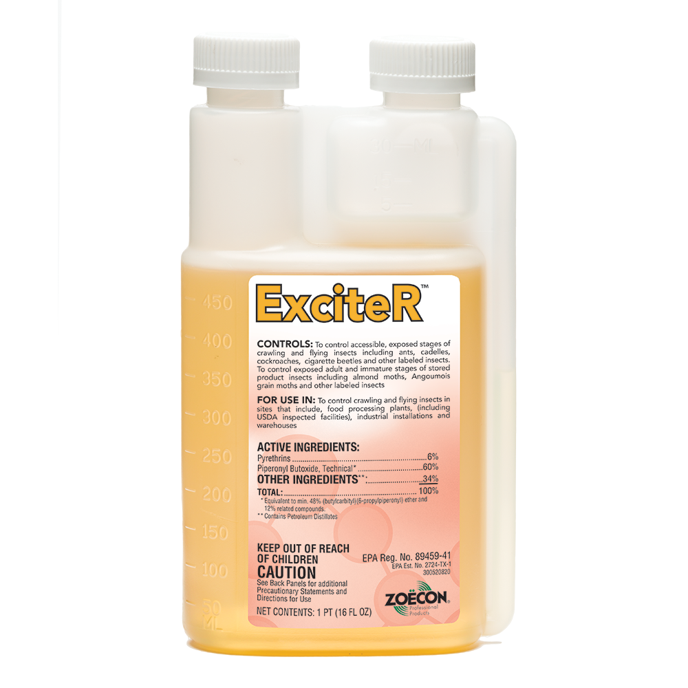 Clear square jug of the ExciteR Insecticide Concentrate