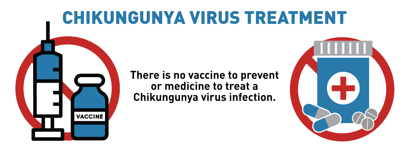 There is no vaccine to prevent or medicine to treat a Chikungunya infection.